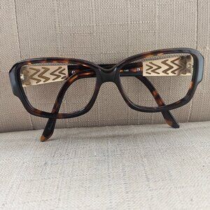 Daisy Fuentes Women Eyeglasses Risa Brown Tortoise Gold Tone Glasses Frame